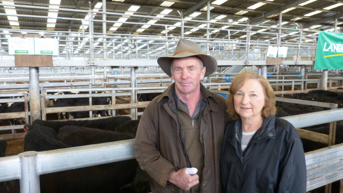 Dallas & Heather Campbell, Mardan, sold 34 Angus steers, 10-12 months, at Leongatha, Thursday, from $960-$1010, and they happy with their sale.