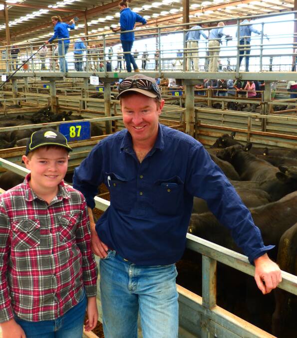 Simon Balfour, manager Gippsland Grazing, was with son James, at Pakenham last Thursday, to see the sale of their 114 yearling Angus steers that sold from $1540-$1650.