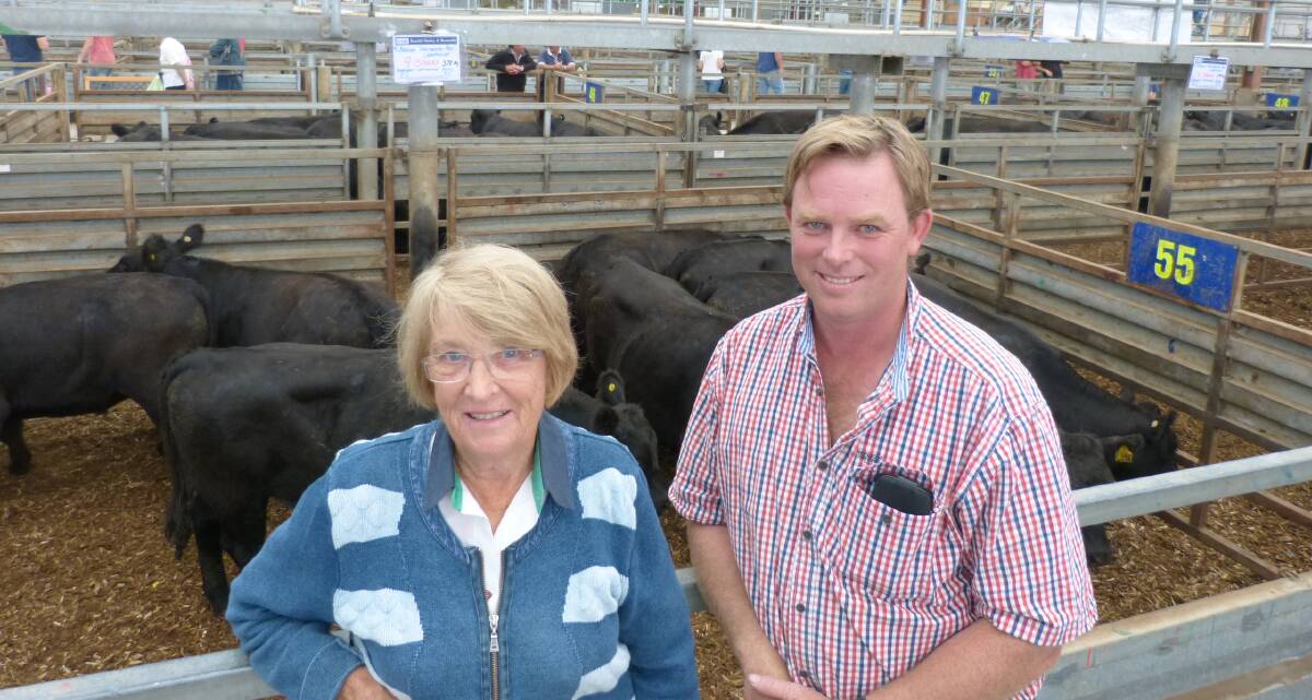 Tim Wilson, Amphitheatre Partnership, Labertouche, sold 25 EU accredited Angus steers, Innesdale & Wattlewood blood, at Pakenham from $1430-$1490. Tim's mother and partner in business, Ann, was there to see them sell too. 