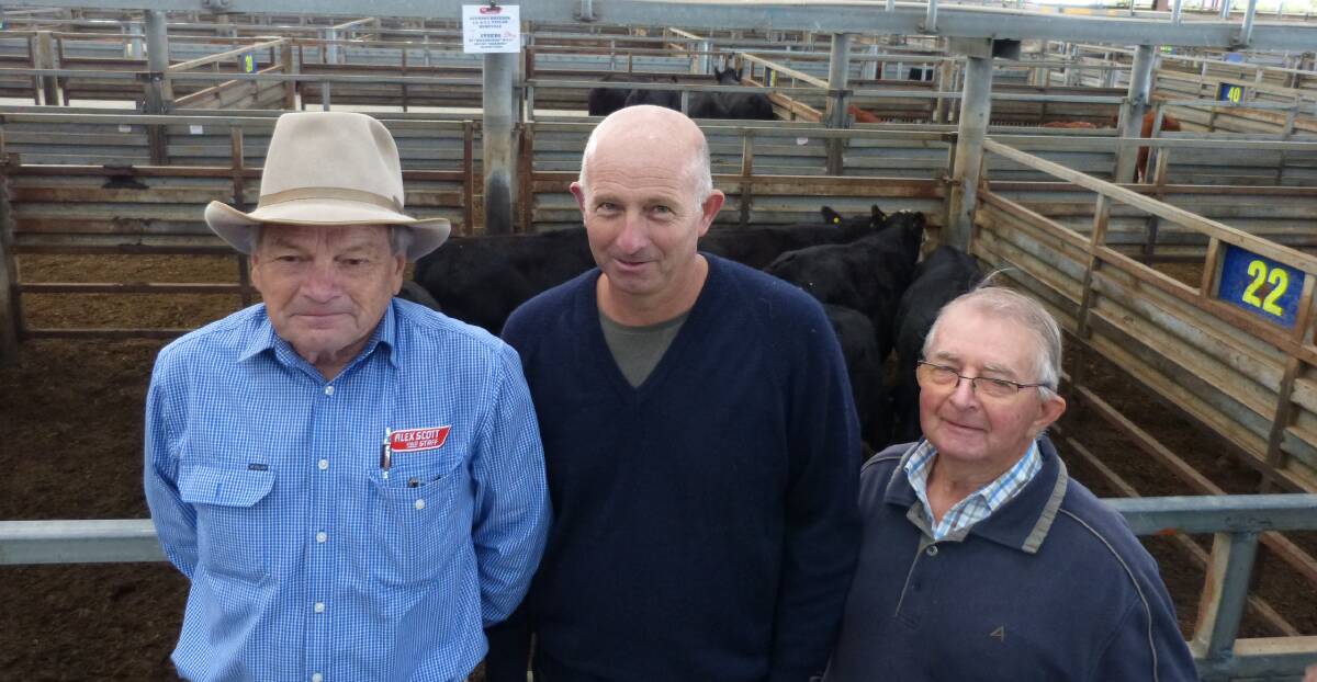 Peter Brewer (left), Alex Scott & Staff, and James and Gordon Taylor enjoyed higher prices at Pakenham.