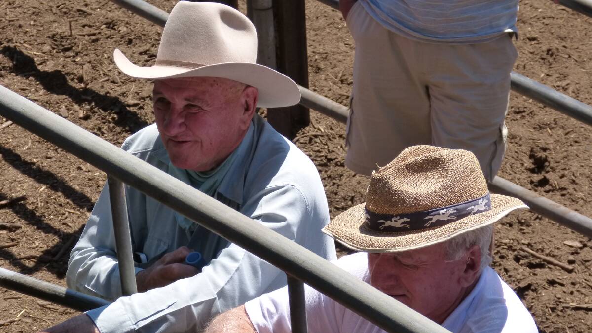 Jimmy Matthews (left) was most likely giving some cheek to the auctioneer prior a Kyneton sale in 2015.