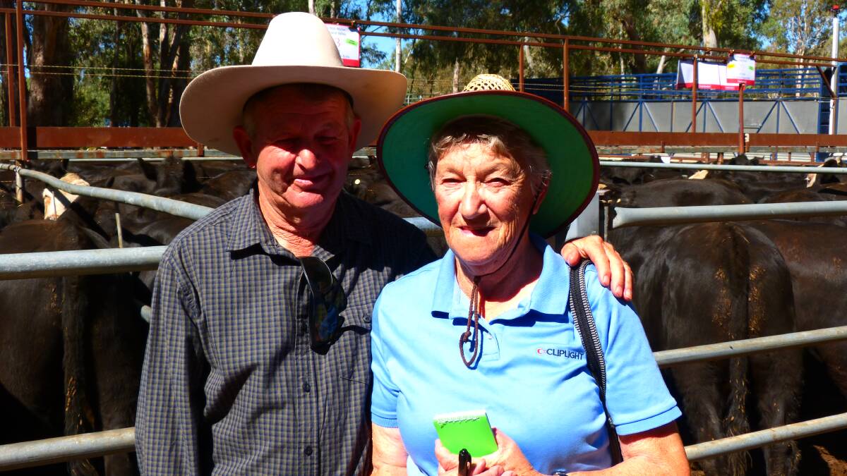 Win Mapley, Eurobin, was awarded a prize for the most improved herd, at the Paull&Scollard sale, Myrtleford, Friday. Win was congratulated by Colin Armstrong.