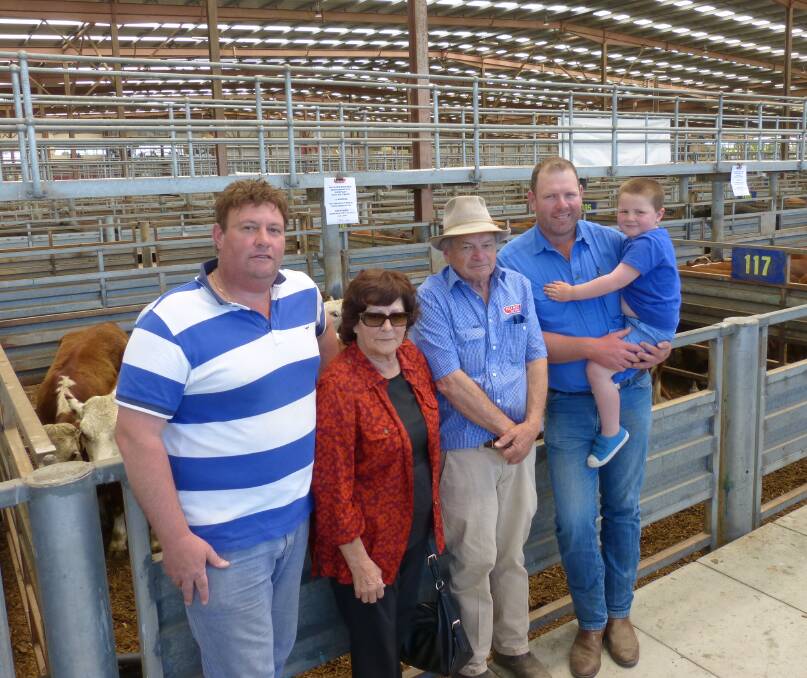 L-R, John and Mary Bergamin, Bergamin Past CO, Willow Grove, Peter Brewer, Alex Scott & Staff, and farm manager, Ben Cumming with son Jack, at Pakenham.