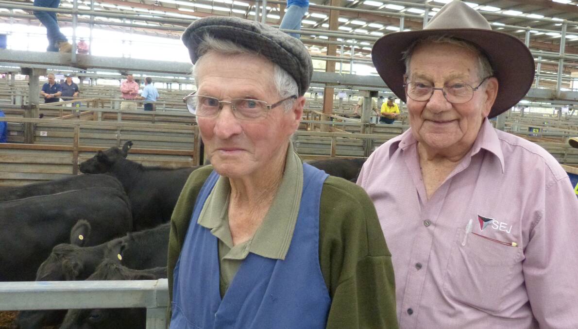 Age is no barrier, as these two gentlemen in their dotage can prove. Bill Loughridge, left, and Fred Addsion, both in their eightes, were at Pakenham last Thursday.