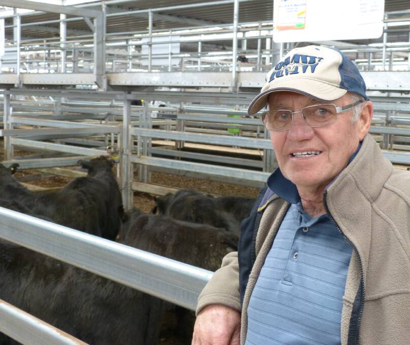Bob Best, Bonegilla, was ecstatic with his prices when he sold 23 Angus steer calves at Wodonga, Thursday. Selling from $840-$1050, Bob's steers equalled 440c/kg lwt.