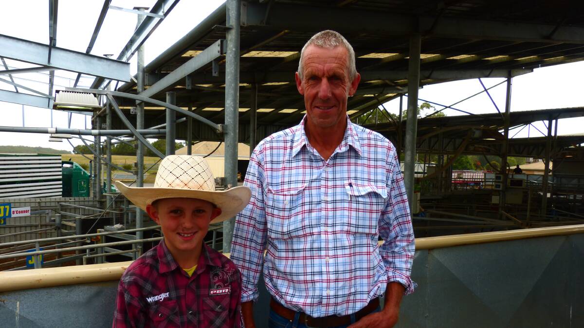 Local identity, Lachie Bowman, had his grandson, Lane Bowman, down from Darwin, and took him to the Leongatha store cattle sale, Thursday, to purchase a steer to replace the one Lane had sold the previous day.