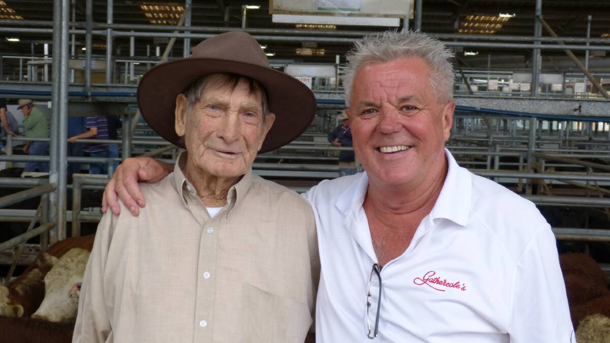 Both celebrating their birthday last Friday at Bairnsdale sale were Tom Smith (93) and John Collins (58).