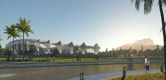 A concept image of Townsville's new stadium. Image: Queensland Government.
