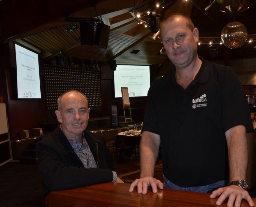 GUEST SPEAKERS: Mackintosh Shearing founder Ewen Mackintosh and tafeSA lecturer - shearing and wool Glenn Haynes were guest speakers at a drug and alcohol summit.