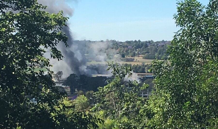 KINGAROY: The Swickers factory on fire. Photo - Deb Frecklington (Twitter).