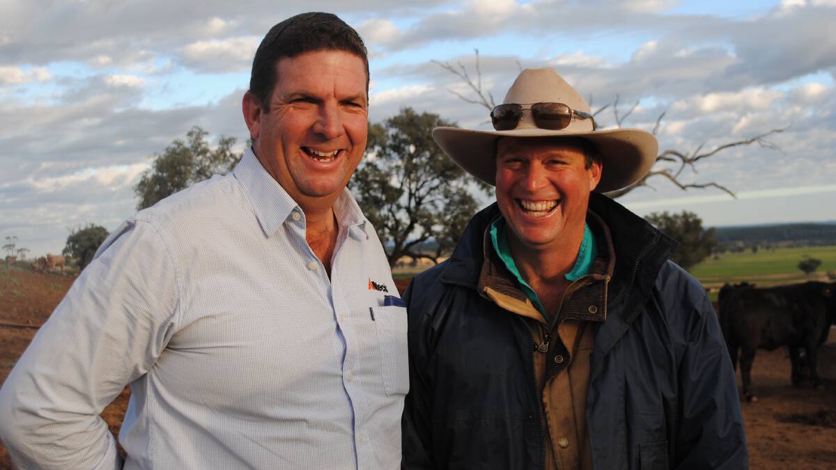 Alltech nutritionist Toby Doak and Delungra NSW beef producer Matt Ehsman.