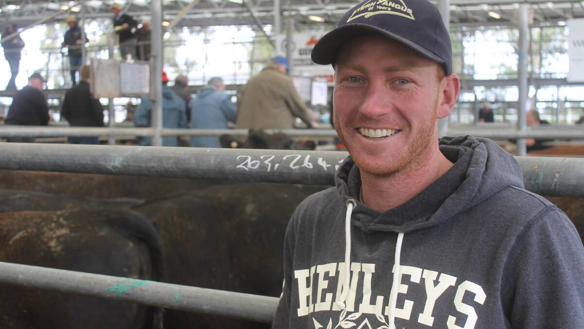 Tim Wright, Kennedy's Creek near Simpson on the Heytesbury Peninsula paid to $1100 at Colac sale on Friday for Angus heifers to join