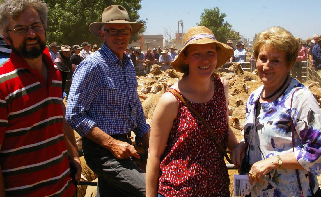 Bill and Faye Rodger, Tchuterr, Burkes Flat, with son Stephen and daughter Lexie, dispersed their Charinga-blood flock of 6000 at Wycheproof on Friday