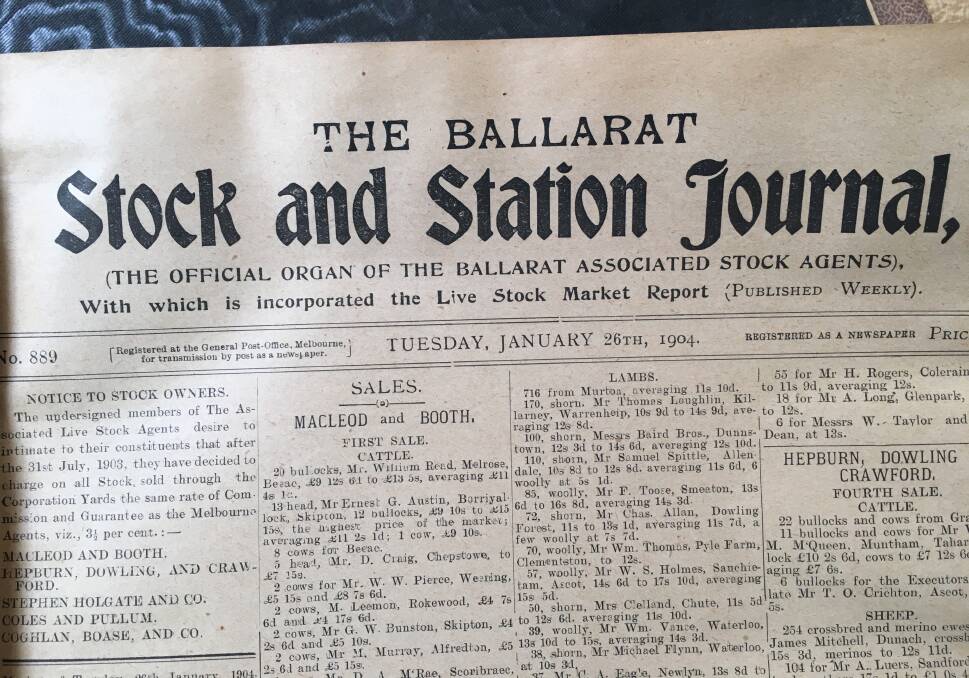 The Ballarat Stock & Station Journal was a widely read publication more than 100 years ago. Bound editions were found in the Crawford Dowling store, and are looking for a new home  