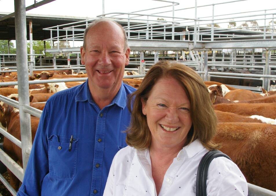 Mortlake Hereford breeders, Peter and Lisa Allan were well rewarded with a sale to $1530 a head for their EU-accredited South Boorook steers, 458kg, sold at Ballarat