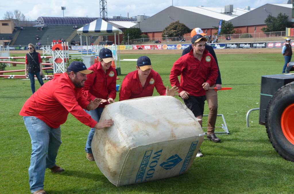 BALE ROLL: The Northern team in action during the State Young Farmer Challenge final.