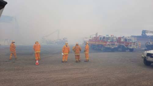 SAFE: The fire destroyed 8000 hay bales but was declared safe several hours later. 