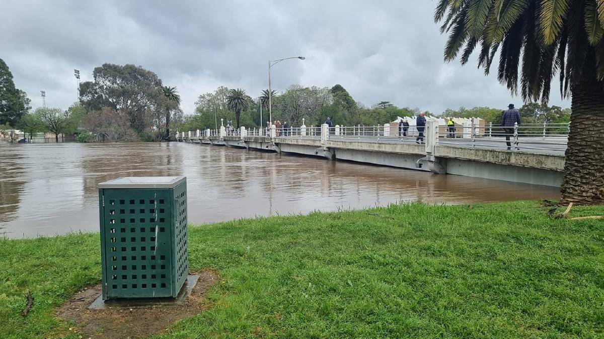 The water came high up the banks of Lake Benalla, rising up to the Monash Bridge, which connects one side of Benalla to the other. Picture by Samantha Louise Coats