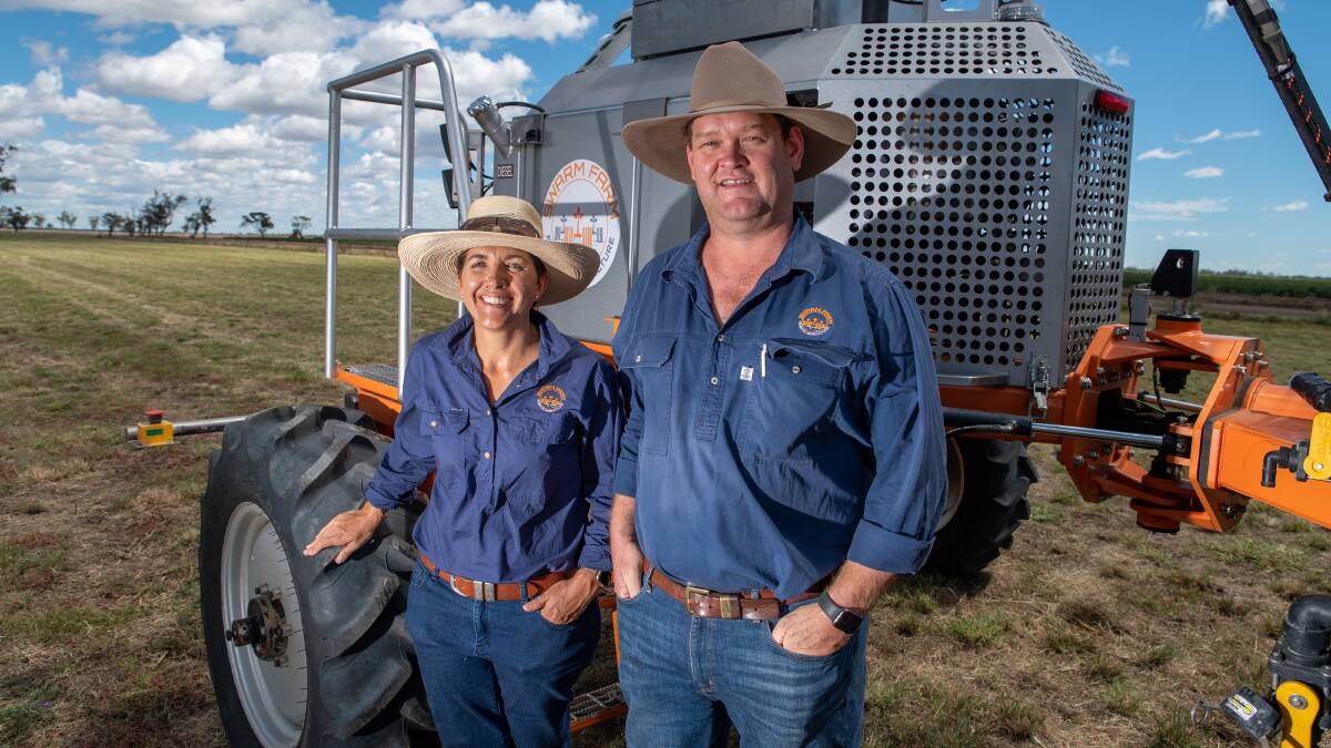 ONWARDS AND UPWARDS: SwarmFarm Robotics owners Jocie and Andrew Bate are building their business while farming. Photo: Brandon Long