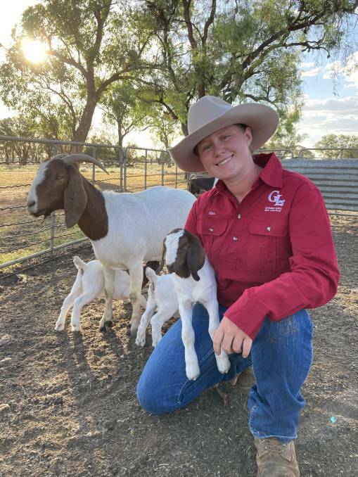 As well as operating the Gundare Lane Boer goat stud at Augathella, Alice Sewell is in the second year of a vet science degree. 