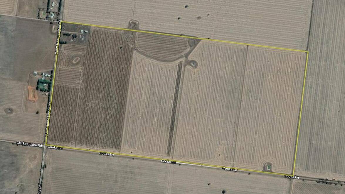 This 129-hectare Lowan Estate near Horsham in Victoria, set a Wimmera record price of 36,351 a hectare, or $14,700 an acre. Picture: Elders Real Estate.