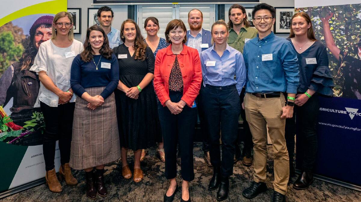 NEXT STEPS: Agriculture Minister Mary-Anne Thomas (middle) with the 2021 Upskill and Invest Young Farmers Scholarship Awards recipients. Applications are now open for the 2022 round.