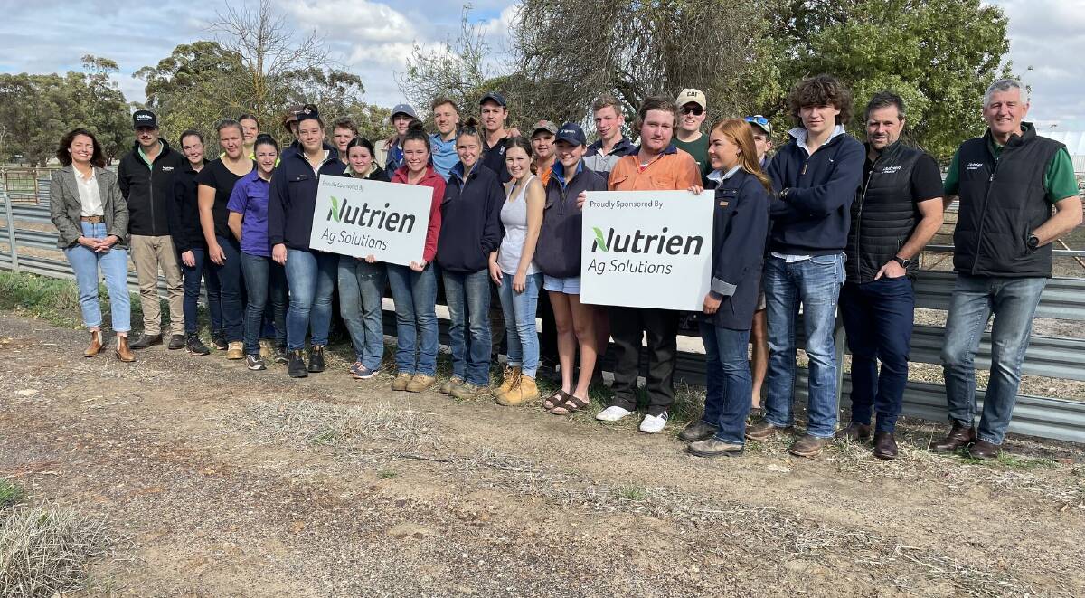 FUTURE OF AG: Nutrien Ag Solutions staff and students from Longerenong College outside the Longerenong Shearing Shed after announcing a new sponsorship partnership.