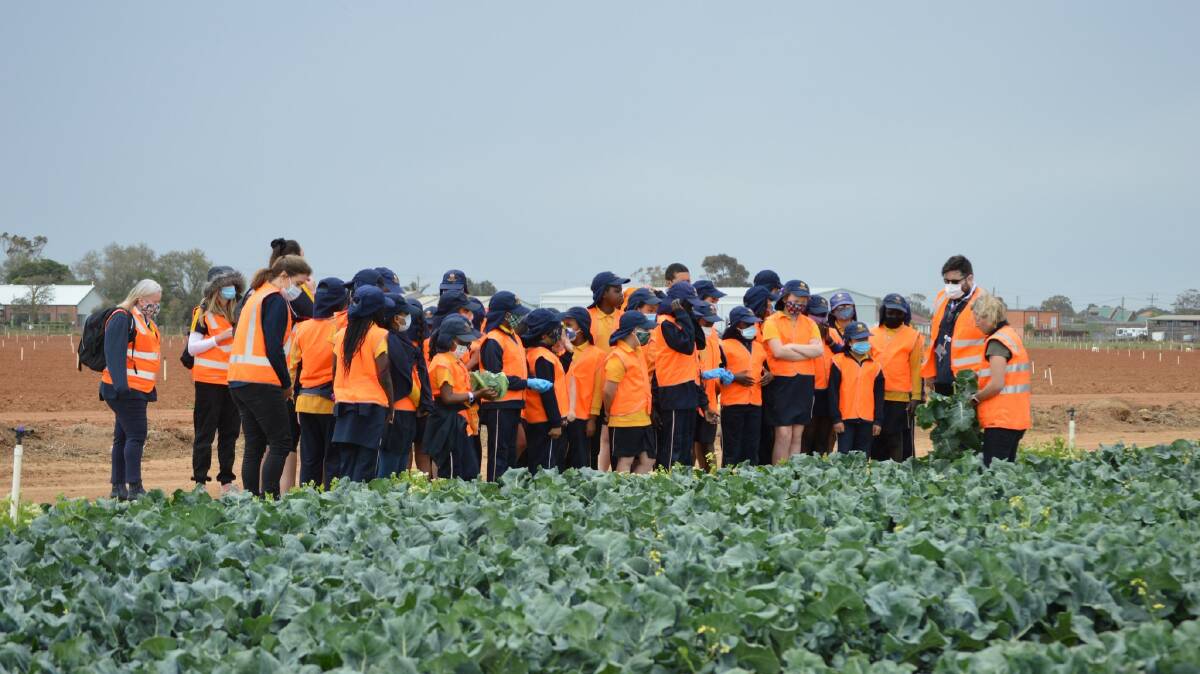 43 new grants were announced to develop pathways for students to learn about careers in agriculture. The grants were announced at Velisha National Farms, Werribee South, who host regular school groups like this one. Picture: Facebook. 