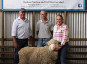 Stud classer Andrew Calvert, top buyer Julian Von Bibra, Ross and Trefusis stud principal Georgie Wallace with Lot 20 220348, sold for $2800. Picture supplied