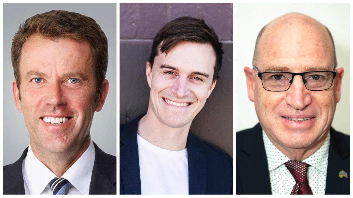 WANNON CANDIDATES: Liberal minister and current MP for Wannon Dan Tehan, along with independent Alex Dyson and Labor's Gilbert Wilson who are running as candidates in the seat for the 2022 election. 