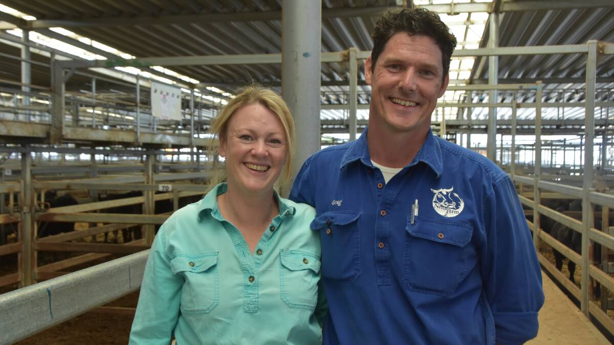 Avid farmers and pilots Alex and Greg Nevin, who recently sold a pen of six Limousin-cross steers, 348kg, for 431c/kg or $1500 at the latest store sale held in Barnarwatha. Picture by Philippe Perez