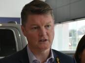 ROAD SAFETY: Victorian Roads Minister Ben Carroll speaking in Ballarat on Wednesday.