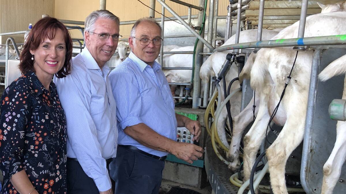 Member for Eastern Victoria Melina Bath, Nationals Leader Peter Walsh and John Gommans, Yarragon, who also owns Gippy Goat Cafe who was the target of animal activists in 2019.
