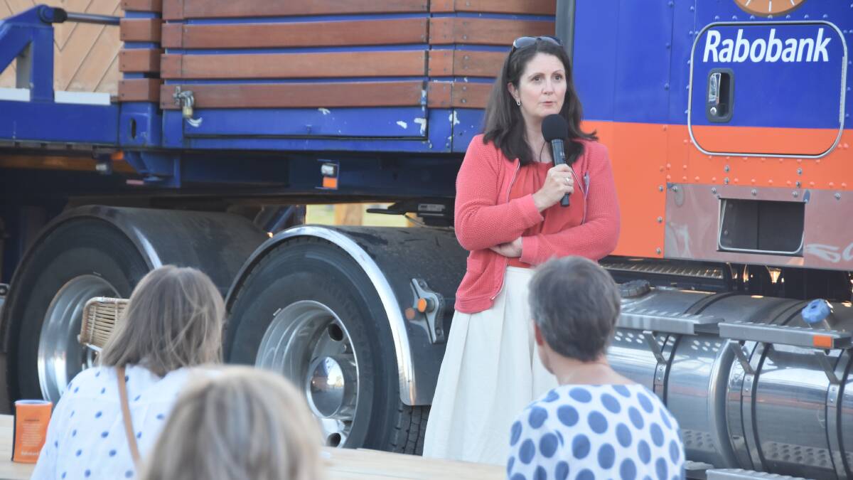 Rabobank fraud detection and response senior manager Bethan Wearmouth speaking about online scams and ways to avoid them at a Rabotruck forum held in Buangor this week. Picture by Philippe Perez