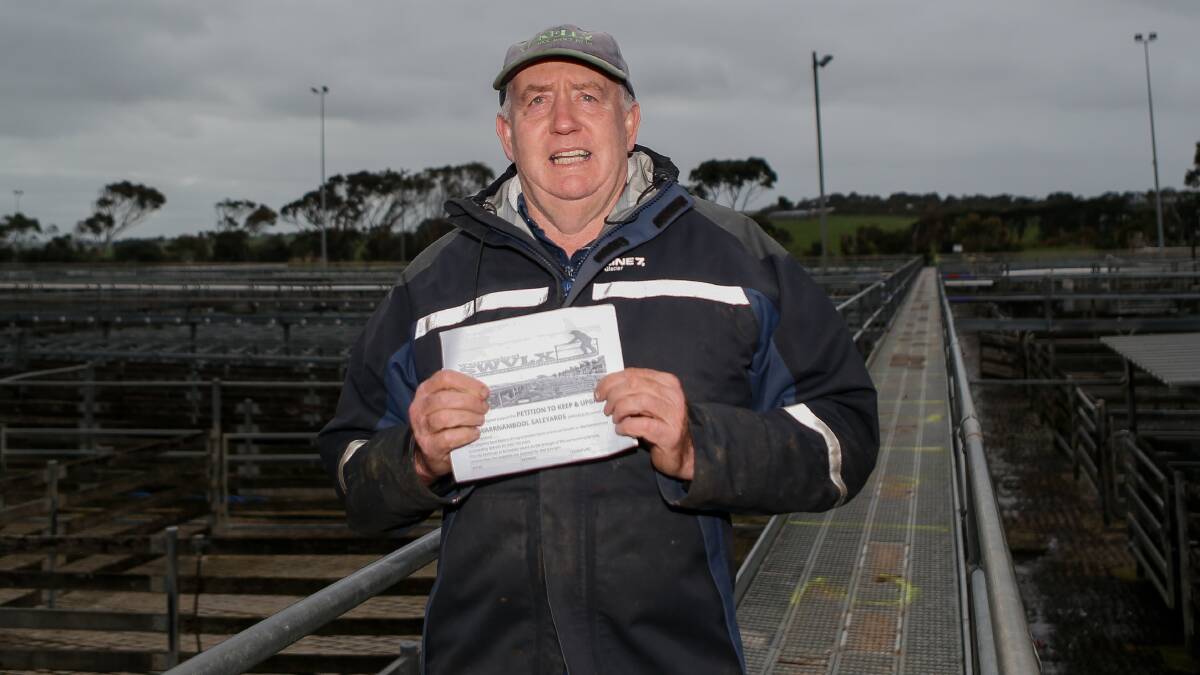 J & J Kelly stock agent Jack Kelly is urging people to sign a petition, which has attracted more than 1000 signatures, to save the Warrnambool saleyards from possible closure. Picture by Anthony Brady.