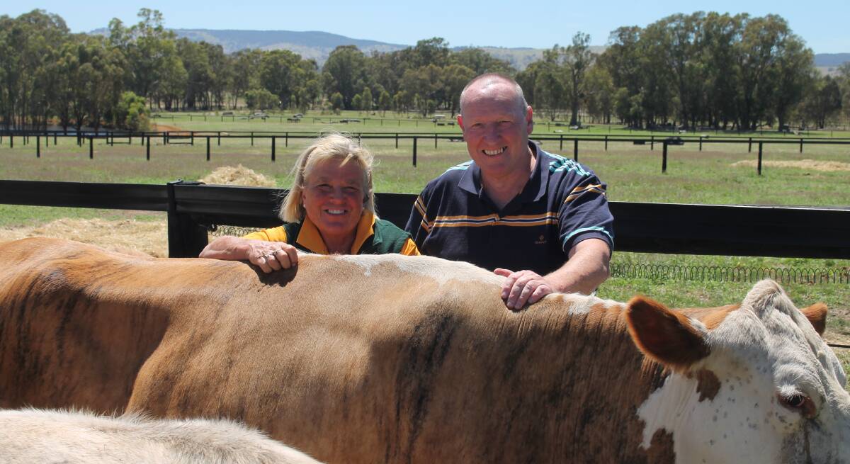 Euroa Horse Park owner Vanessa Hawkins and client Karl McKeown with Mrs Moo. Picture by Philippe Perez