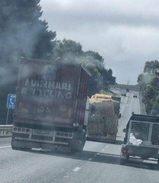 The 11 year-old who took this photo first saw the truck on the freeway at Pykes Creek. Picture by Myrtle.
