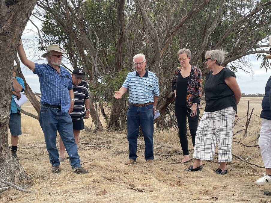 Mr John Deckert (centre) describing the importance of Wade's Termination Point with Mayor Liz Goossens and CEO Anne Champness. Picture by Sheryl Lowe 