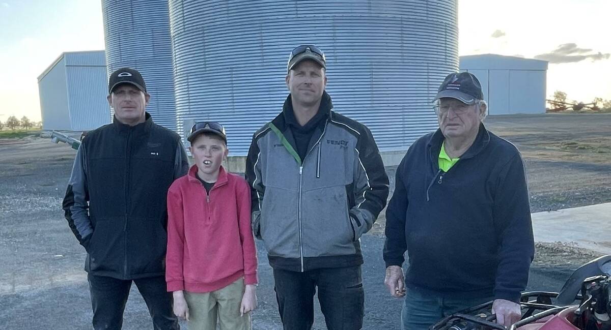 David, Cooper, Gavin and Percy Puls are concerned about the uncertain farming future for Dooen farmers if the mining licence is approved. Picture by Sheryl Lowe