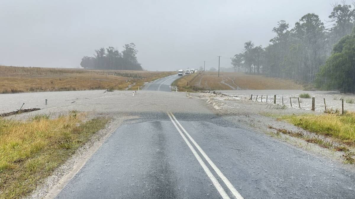 The Tasman Highway, St Helens, Tas, was closed to all vehicles between Hodges Road, Pynegana and Reservoir Road. Picture supplied