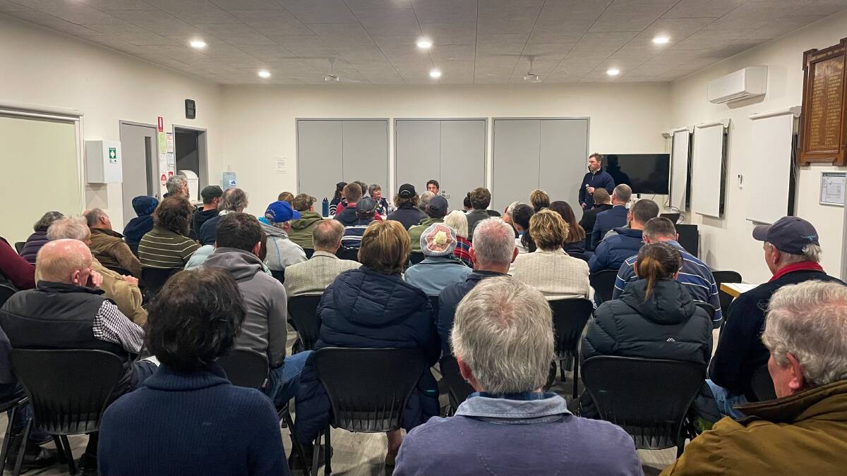 About 60 Garvoc residents attended a recent community meeting about farmers' concerns towards proposed wind turbines.