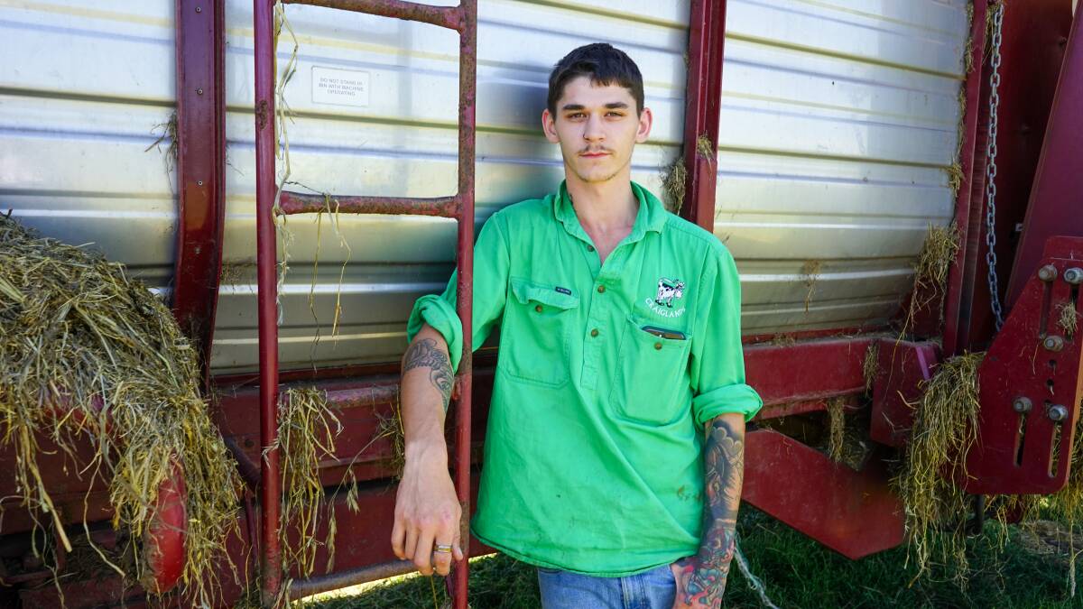 Corey Parsons, Warrnambool, is completing his Certificate III through South West TAFE, while working full-time on a Larpent dairy farm. Picture by Rachel Simmonds