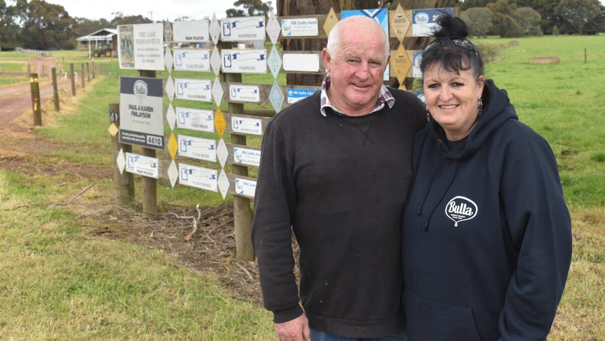 Dairy farmers Paul and Karen Finlayson, Jancourt East, have achieved Bulla Dairy Foods' supplier lowest BMCC milk for four years' running. Picture supplied