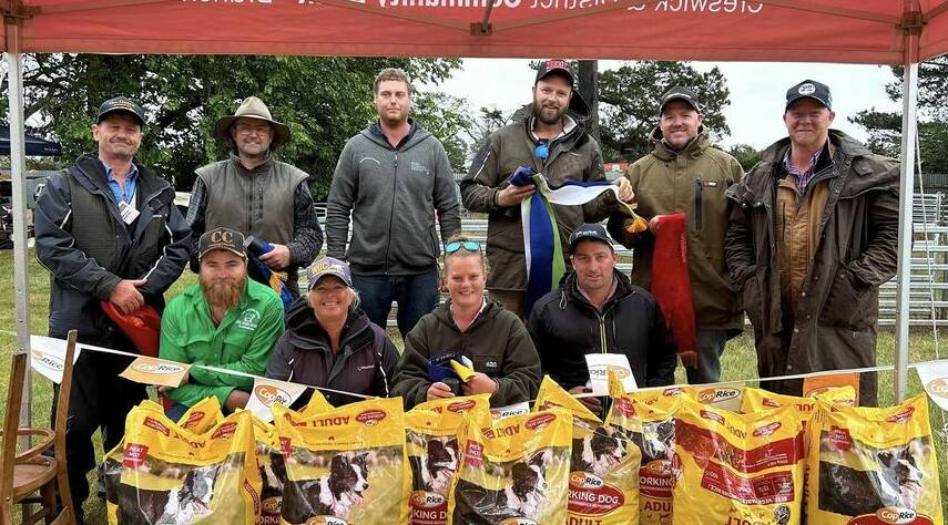 Kelpie handler and stud principal Bree Cudmore, Colac, pictured middle, has won the state's Dog of the Year and Bitch of the Year with Lanarch Moana. Picture supplied