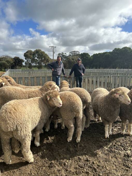 Willera Merino stud co-stud principal Karl Hook, Serpentine and stud manager Simon Coutts. Picture supplied