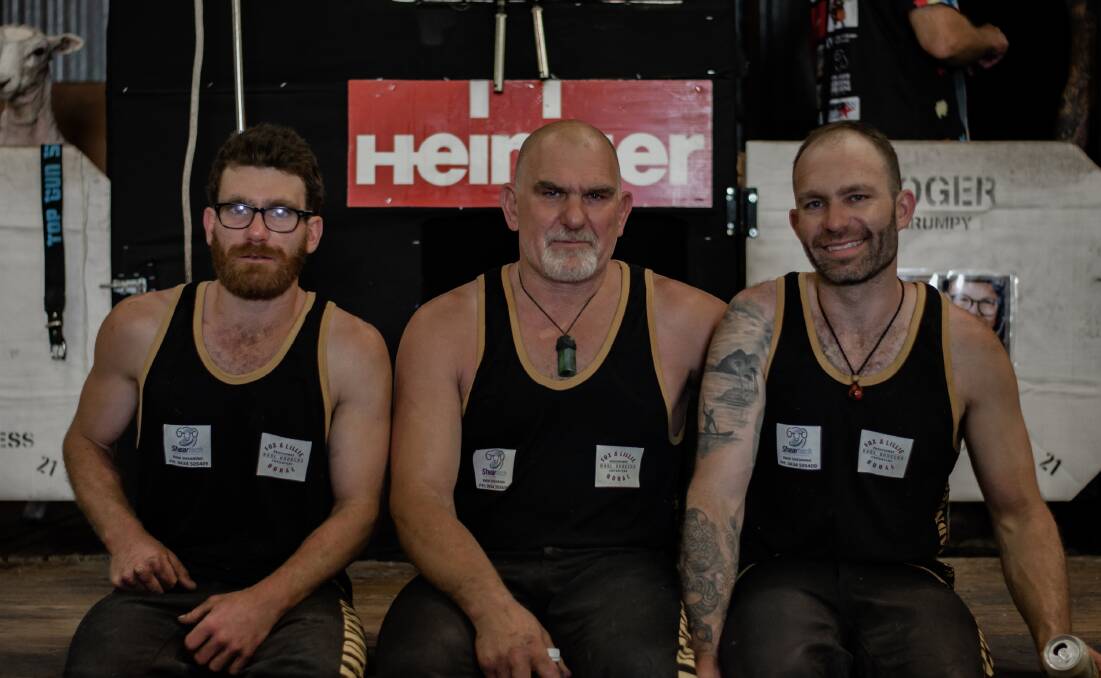 Last years shearing team, Brody Mifsud, Roger Mifsud and Corey Mifsud. Picture supplied