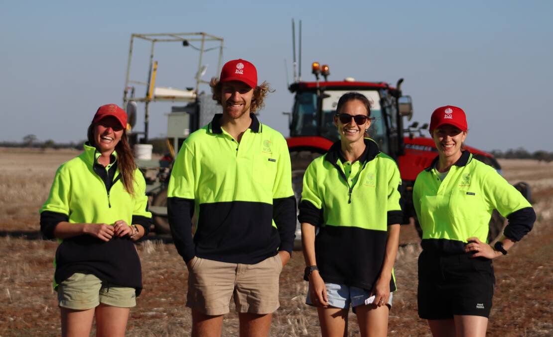 BCGs Genevieve Clarke, Domenic Bertazzo, Brooke Bennett and Dr Yolanda Plowman
at the BCG Main Research Site at Kinnabulla (25km north west of Birchip). Picture supplied