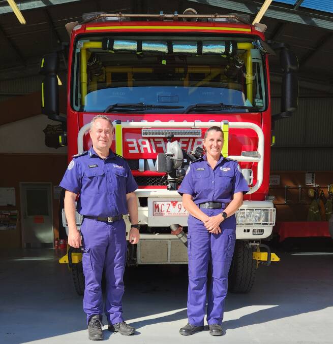South East Region Deputy Chief Officer Trevor Owen and Mallacoota Captain Tracey Johnston. Picture supplied.