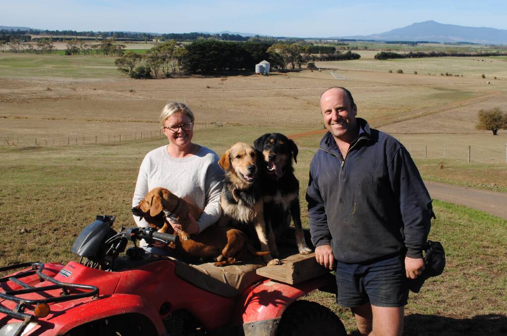 Margit and Henry Smith, Longford, Tasmania, with their four dogs. Picture by Barry Murphy 