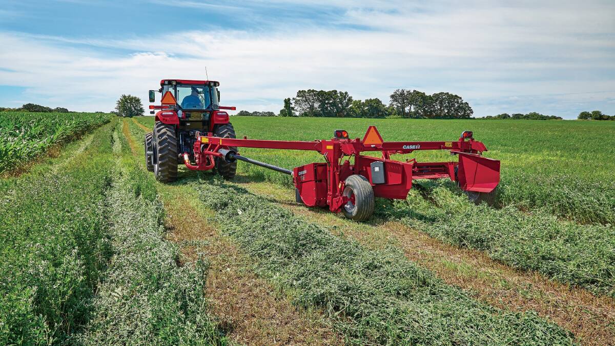 MAKING HAY: The new Case IH DC103 disc mower-conditioner. 
